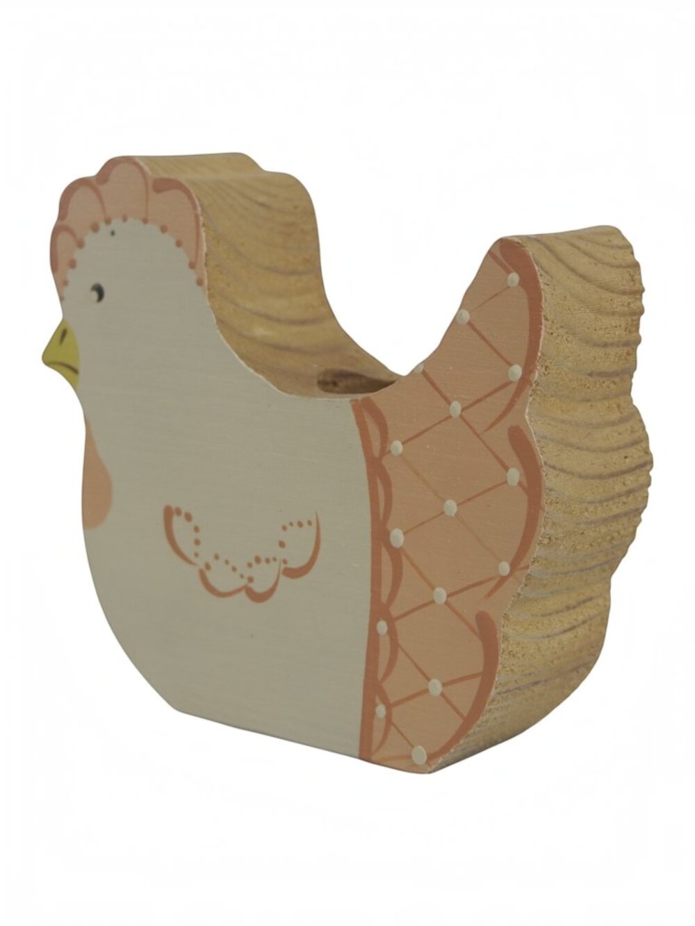 Vintage Painted Wood Hen Chicken Pen Pencil Holder Folk Art Kitchen Decor